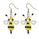 Glass Seed Braided Bee Dangle Earrings EJEW-JE05174-1