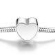 TINYSAND Sterling Silver Personalized Dual Hearts Cubic Zirconia Charm European Bracelet TS-Set-049-23-3