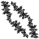 Gorgecraft2セットレース刺繡コスチュームアクセサリー  アップリケパッチ  ミシンクラフト装飾  花  ブラック  410x150x1mm  2個/セット DIY-GF0004-92-1
