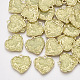 エポキシ樹脂ペンダント  ライトゴールドトーンの合金ペンダントセッティング  ハート  テクスチャ  淡緑色  17.5x18x2.5mm  穴：1.8mm RESI-S382-003C-1