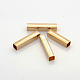 真鍮直方体チューブビーズ  ゴールドカラー  20x4x4mm  穴：3.5x3.5mm KK-L029-02-1