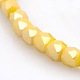 Pearl Luster Plated Imitation Jade Glass Faceted Drum Beads Strands GLAA-A032-3mm-PL01-1