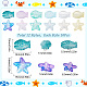 SUNNYCLUE 1 Box 120Pcs Starfish Beads Fish Beads Glass Star Bead Sea Animal Loose Spacer Transparent Colorful Bead Double Sided Fish Beads for Jewelry Making Beading Supplies Bracelets DIY Craft GLAA-SC0001-72-2