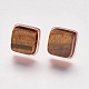 Natural Tiger Eye Stud Earrings EJEW-F139-A02-3