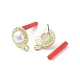 Lega dorata con placcatura a cremagliera con risultati di orecchini a bottone con perle in abs EJEW-B036-03G-05-2