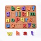 木製の子供のdiyのビルディングブロック  学習と教育のためのおもちゃ  アルファベット  ミックスカラー  30x23x1.5cm  26個/セット X-DIY-L018-20-2