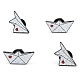 4 pièces 2 style origami avion et navire avec épingle en émail coeur JEWB-LS0001-37-3