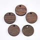 Colgantes de madera de nogal, plano y redondo, saddle brown, 14x2.5~3mm, agujero: 1.8 mm
