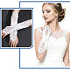 Craspire 結婚式の花嫁のレースの手袋指なしサテン 1920 s 手袋白レース刺繍指なし肘の長さの長い手袋ウェディングパーティー宴会 AJEW-WH0248-19-6