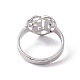 201 corazón de acero inoxidable con anillo ajustable número 15 para mujer RJEW-C045-12P-3