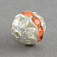 Round Brass Glass Rhinestone Beads KK-S130C-05-2