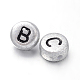 Perles de lettre à trou horizontal acrylique plaqué couleur argent PB43C9070-2