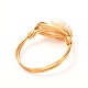 女の子の女性のためのナザールボンジュウの天然なシェルの指輪と交差します  ゴールデンブラスリング  ホワイト  usサイズ6 3/4(17.1mm) RJEW-JR00394-02-5