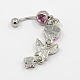 Body Jewelry Alloy Rhinestone Dangle Button Barbell Belly Rings Navel Ring RB-D073-06-3