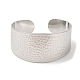 304 Stainless Steel Textured Wide Cuff Bangles for Women BJEW-L682-014P-1