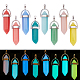 CHGCRAFT 16Pcs 8Colors Glow in the Dark Crystal Pendant Synthetic Luminous Stone Pendants with Platinum Tone Iron Findings Crystal Pendant for DIY Necklace FIND-CA0005-30-1