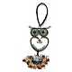 Wire Wrapped Brass Owl & Natural Green Aventurine Pendant Decoration HJEW-C006-01C-1