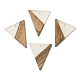 ダークウッドとレジンのペンダント  三角形のチャーム  キャメル  37x31x3mm  穴：2mm WOOD-H104-03-1