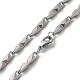 201 Stainless Steel Grooved Bar Link Chain Necklaces for Men Women NJEW-G112-01P-3