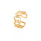 Chapado en iones (ip) 304 anillo de puño rectangular abierto de acero inoxidable para mujer RJEW-S405-237G-3