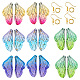 パンダホールの蝶の羽のイヤリング作成キット  エポキシ樹脂ペンダントを含む  真鍮のピアスフックと丸カン  ミックスカラー  66個/箱 DIY-TA0005-11-1