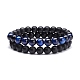 Round Stone Beads Stretch Bracelets Set BJEW-JB07257-03-1