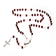 Cruz 304 de collares de abalorios del rosario de acero inoxidable NJEW-L414-37B-1