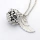 1Strand Trendy Women's Long Rolo Chain Brass Cage with Wings Locket Pendant Necklaces X-NJEW-L083-05-2