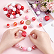 PH PandaHall 50pcs Bubblegum Beads Red 20mm Pen Beads Acrylic Beads Focal Beads Stripe Round Loose Beads for Pen Valentine's Day Garland Mother Christmas Jewelry Bracelet Bag Chain Making SACR-PH0001-52J-3