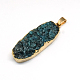 Plated Natural Druzy Agate Oval Pendants G-R275-14-2