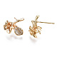 Brass Micro Pave Clear Cubic Zirconia Earring Findings KK-S356-357-NF-3