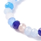Bague extensible en perles de verre avec cube pour femme RJEW-JR00431-8