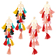 ANATTASOUL 2 Pairs 2 Colors Polyester Tassel with Pompom Chandelier Earrings EJEW-AN0001-75-1