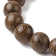 Natural Wood Round & Synthetic Turquoise Turtle Beaded Stretch Bracelet for Women BJEW-JB09700-06-4