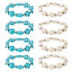 Dicosmetic 8pcs 2 colori tinti braccialetti elastici con perline di tartaruga turchese sintetica per donna BJEW-DC0001-04-1