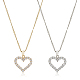 Anattasoul 2 pièces 2 couleurs strass coeur creux pendentif collier avec chaînes en laiton pour les femmes NJEW-AN0001-70-1