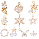 10Pcs 10 Style Brass Micro Clear Cubic Zirconia Charms ZIRC-PH0001-09G-1