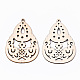 Undyed Natural Hollow Wooden Big Pendants WOOD-N007-109-2