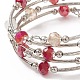 Braccialetti avvolgenti con cinque anelli di perle di vetro BJEW-JB09056-02-5