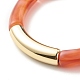3Pcs 3 Color Imitation Gemstone Acrylic Curved Tube Beaded Stretch Bracelets Set BJEW-JB07981-5