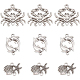 BENECREAT 20Pcs Thai Sterling Silver Plated Flat Round with Octopus Pendants TIBEP-BC0001-03-1