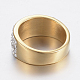 イオンプレーティング（ip）304ステンレスフィンガー指輪  ポリマークレイラインストーン付き  ゴールドカラー  サイズ6  16mm RJEW-H125-76G-16mm-3