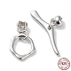 Rhodium Plated 925 Sterling Steel Toggle Clasps STER-P050-02P-1