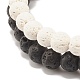 2 pièces 2 styles pierre de lave naturelle (teinte) bracelets extensibles à perles rondes sertis d'hématite synthétique de colonne BJEW-JB07578-5