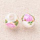 Flower Picture Printed Glass Round Beads GLAA-J088-10mm-B10-2