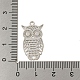 ラックメッキ真鍮中空コネクタチャーム  長持ちメッキ  フクロウのエッチングされた金属装飾  プラチナ  24x13x0.3mm  穴：1.8mm KKC-D001-30P-3