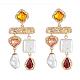 Imitating Pearl & Glass Heart & Teardrop Chandelier Earrings JE1114B-1