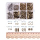 Basique de bijoux kit de classe bronze antique fermoir mousqueton anneaux de saut alliage embouts de la fin ruban fin se mélange 8 style dans une boîte FIND-PH0002-01AB-NF-B-3