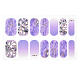 フルラップグラデーションマニキュアステッカー  花スノーフレークヒョウ柄粘着ジェルネイルアートデカール  女性の女の子のためのネイルチップの装飾  紫色のメディア  24x8mm  14pcs /シート MRMJ-S059-ZQ028-1