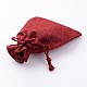 黄麻布製梱包袋ポーチ  巾着袋  長方形  暗赤色  17x12cm X-ABAG-G006-12x7-02-2